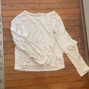 Lucky Brand White Long Sleeve Top with Ruffle Detail